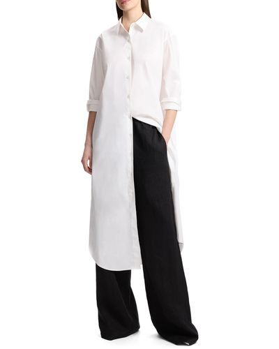 Theory Long Sleeve Cotton Blend Maxi Shirtdress - White