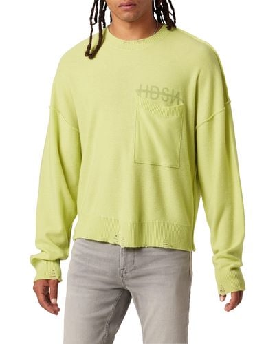 Hudson Jeans Distressed Wool & Cashmere Sweater - Yellow