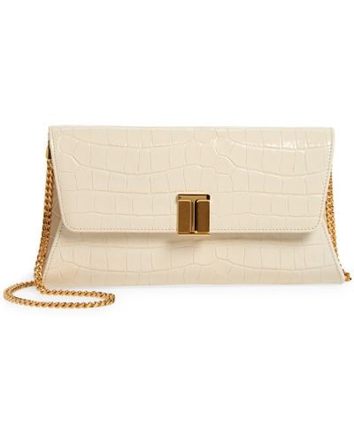Tom Ford Nobile Croc Embossed Patent Leather Clutch - Natural