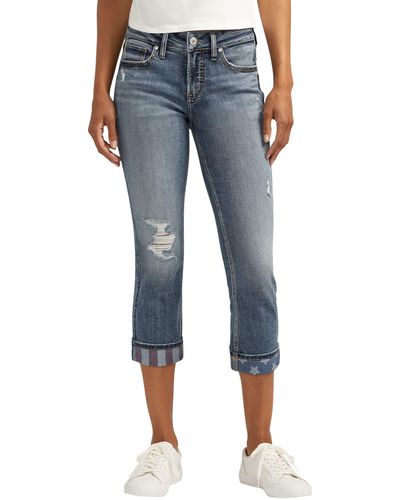 Silver Jeans Co. Suki Americana Mid Rise Capri Jeans - Blue