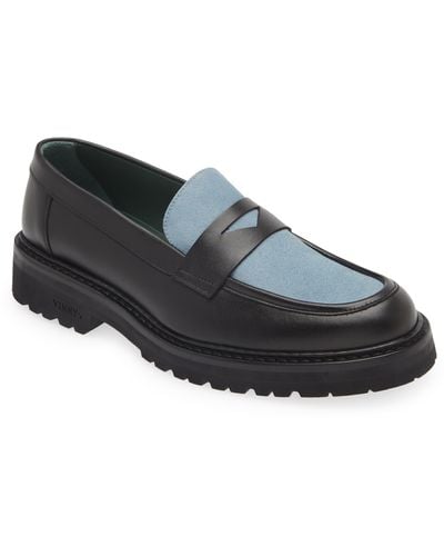 VINNY'S Richee Two-tone lugged Penny Loafer - Black