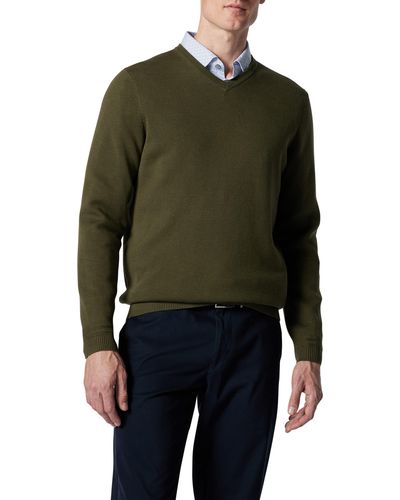 Rodd & Gunn Kelvin Grove Solid Supima® Cotton V-neck Sweater - Green
