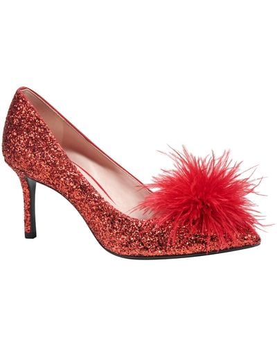 Kate Spade Marabou Pointed Toe Pump - Red