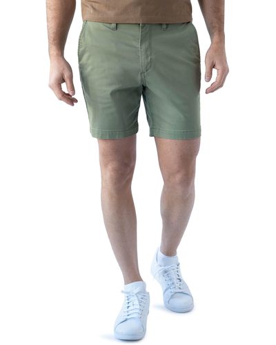 DEVIL-DOG DUNGAREES 7" Slim Straight Leg Stretch Cotton Chino Shorts - Green