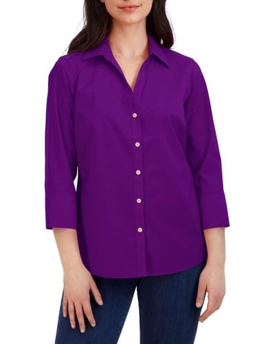 Foxcroft Mary Button-up Blouse - Purple