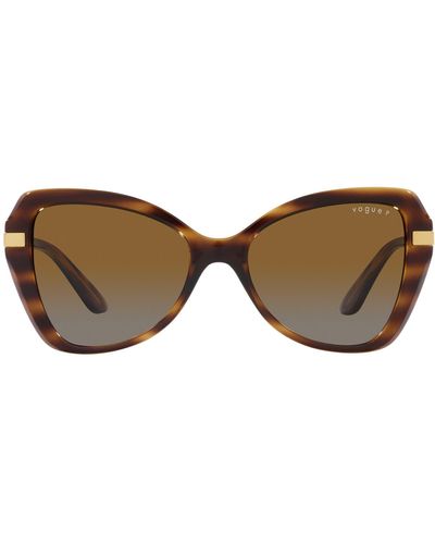 Vogue 53mm Gradient Polarized Butterfly Sunglasses - Brown