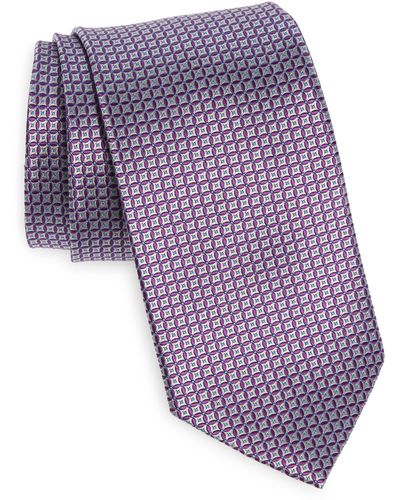 David Donahue Neat Silk Tie - Purple