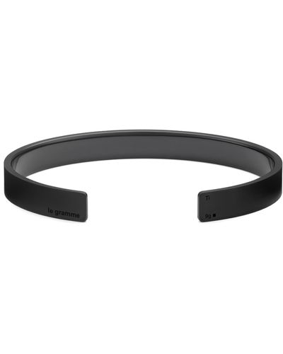 Le Gramme 9g Brushed Titanium Ribbon Cuff Bracelet - Black