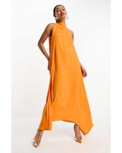 ASOS Drape Trapeze Cocktail Dress - Orange