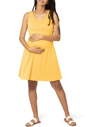 Kindred Bravely Penelope Crossover Maternity/nursing Dress - Yellow