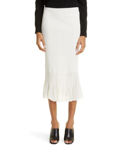 Bottega Veneta Rib Cotton Blend Midi Skirt - White