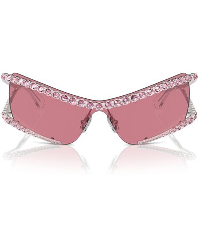 Swarovski 33mm Irregular Sunglasses - Pink