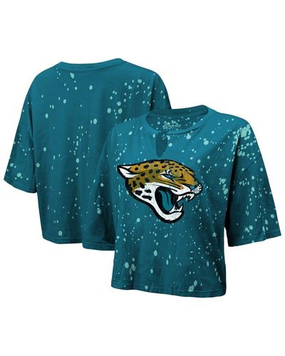 Majestic Threads Jacksonville Jaguars Bleach Splatter Notch Neck Crop T-shirt At Nordstrom - Blue