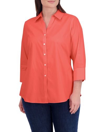 Foxcroft Mary Non-iron Stretch Cotton Button-up Shirt - Red