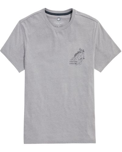 Vineyard Vines Lighthouse Fishing Scene Short Sleeve Dunes T-shirt - Gray