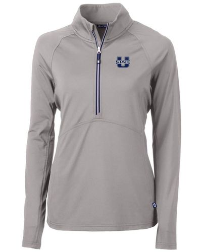 Cutter & Buck Utah State aggies Adapt Eco Knit Half-zip Pullover Jacket At Nordstrom - Gray