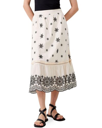 French Connection Felicity Eyelet Embroidered Cotton Skirt - Natural