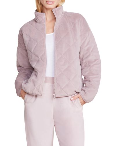 Barefoot Dreams Luxechic Quilted Velour Jacket - Pink
