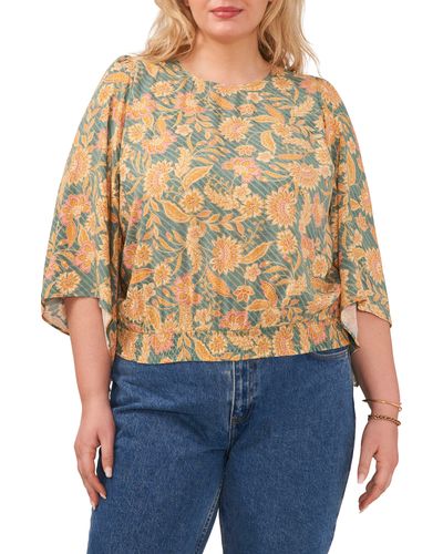 1.STATE Paisley Bell Sleeve Top - Blue