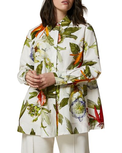 Marina Rinaldi Appia Floral Cotton Button-up Shirt - Multicolor