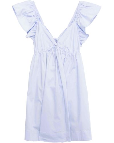 Speechless Flutter Sleeve Stretch Poplin Babydoll Dress - Blue
