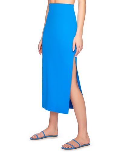 Susana Monaco Side Slit Knit Midi Skirt - Blue