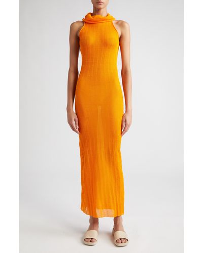Paloma Wool Dely Cowl Neck Sleeveless Sweater Dress - Orange