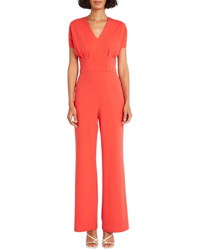 Maggy London Pleated Bodice Jumpsuit - Red