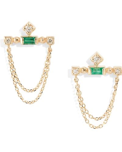 Anzie Cléo & Diamond Bar Chain Earrings At Nordstrom - Green