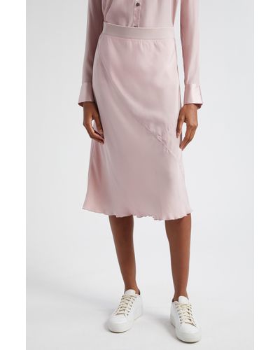 ATM Bias Cut Silk Midi Skirt - Pink