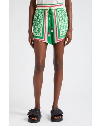 FARM Rio Pineapple Scarf Print High Waist Shorts - Green