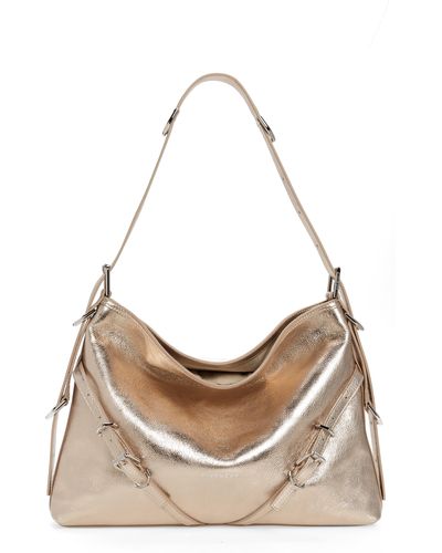 Givenchy Medium Voyou Metallic Leather Hobo Bag - Natural