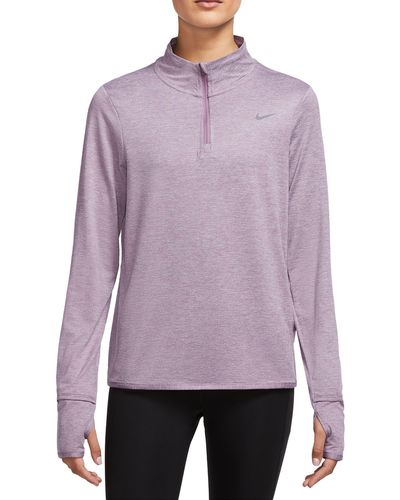 Nike Dri-fit Swift Element Uv Quarter Zip Running Pullover - Purple
