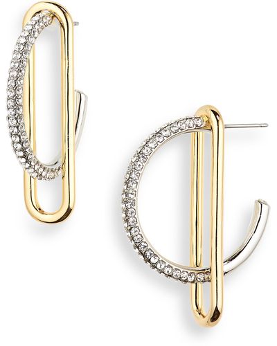 DEMARSON Mini Astra Pavé Cubic Zirconia Hoop Earrings - Metallic