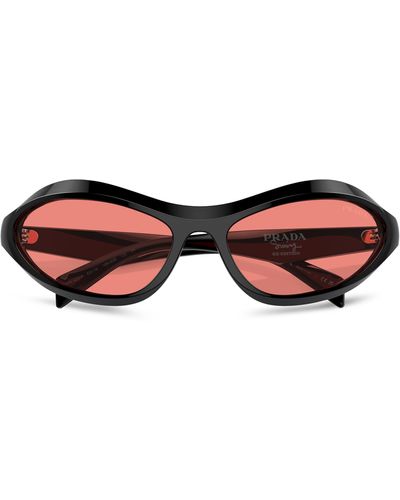 Prada 63mm Oversize Oval Sunglasses - Red