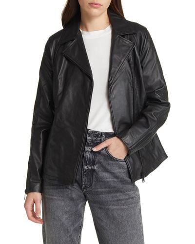 Schott Nyc Long Leather Moto Jacket - Black