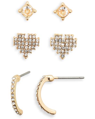 BP. Set Of 3 Crystal Earrings - White