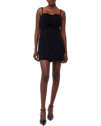 French Connection Whisper Bow Front Minidress - Black
