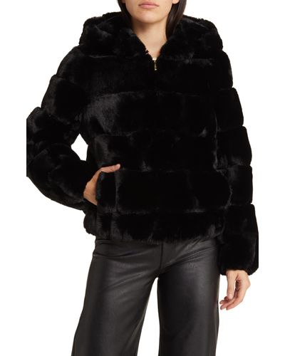 BCBGMAXAZRIA Faux Fur Quilted Jacket - Black
