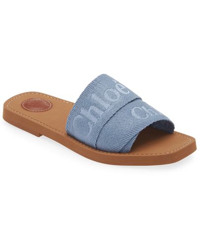 Chloé Woody Slide Sandal - Blue