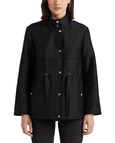 Lauren by Ralph Lauren Stand Collar Raincoat - Black