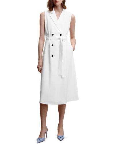 Mango Sleeveless Midi Blazer Dress - White