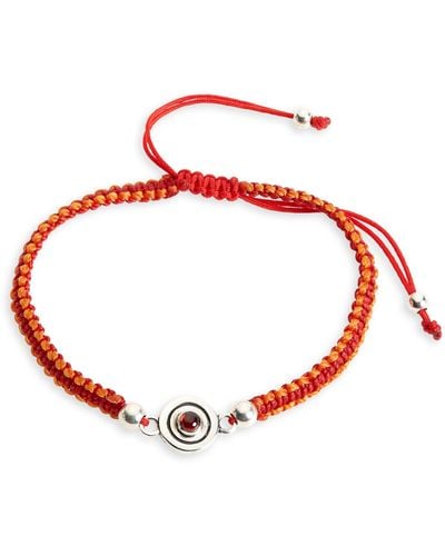 Caputo & Co. Reversible Evil Eye Macramé Bracelet - Red