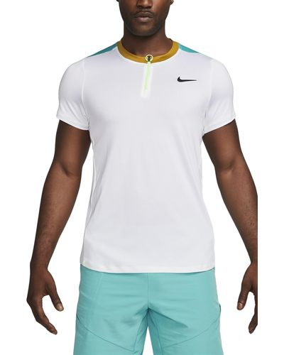 Nike Court Dri-fit Advantage Tennis Half Zip Short Sleeve Top - White