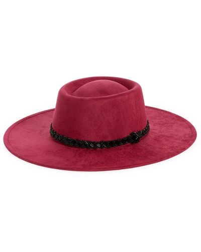 Treasure & Bond Faux Suede Boater Hat - Red