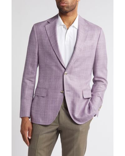 Peter Millar Hyperlight Soft Plaid Wool & Silk Blend Sport Coat - Purple