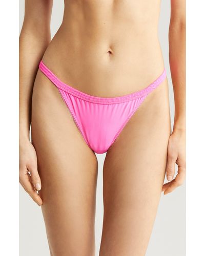 Love Stories Room Service Lace Trim Thong - Pink