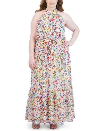 Julia Jordan Print Belted Tiered Maxi Dress - Multicolor