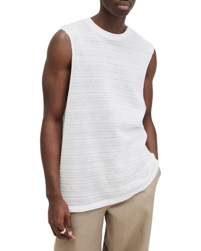 AllSaints Drax Knit Stripe Cotton Sweater Tank - White