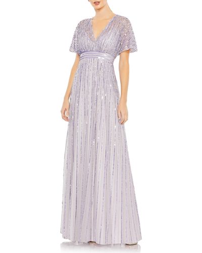 Mac Duggal Sequin Empire Waist Gown - Purple